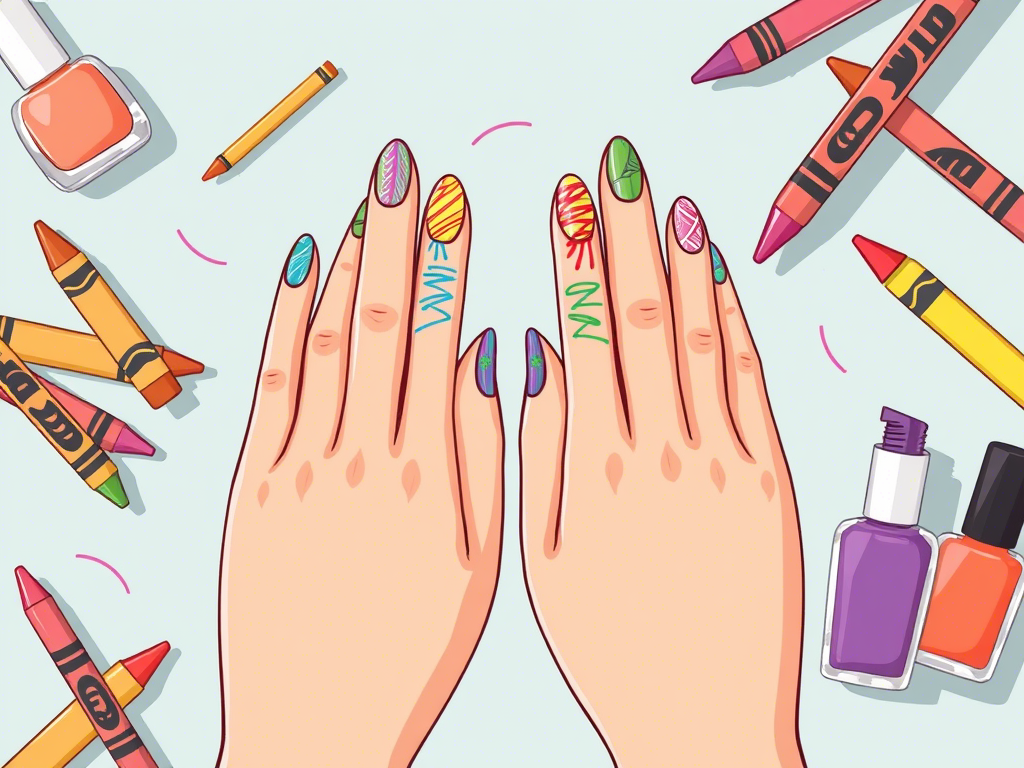 Use Crayon Scribbles to Create Modern Art Nails Quickly 